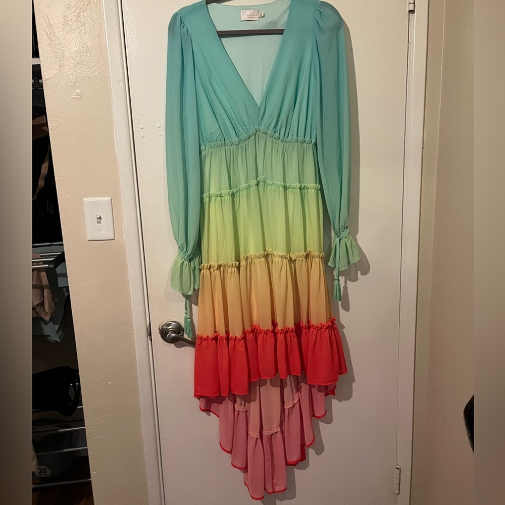 Champagne & Strawberries Ombré Rainbow Dress